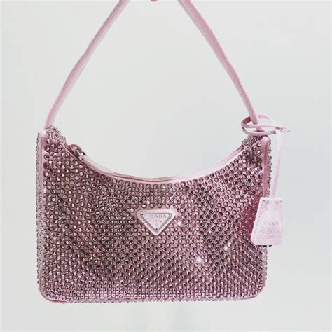 prada sparkly bag|Prada pink rhinestone bag.